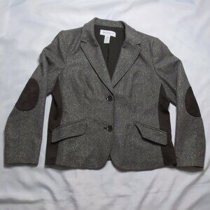 LIZ CLAIBORNE womens BLAZER brown GOLD SPECKS jacket BOHO career WOOL SIZE XL